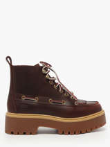 Enkellaarsjes Met Platformzool Uit Leder Timberland Bruin women 27YZEIW1
